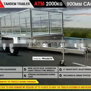 NEW 10x5 Tandem AXLE Box UTILITY Trailer 900MM CAGE Fully Welded GALVANISED FOR SALE thumbnail-1
