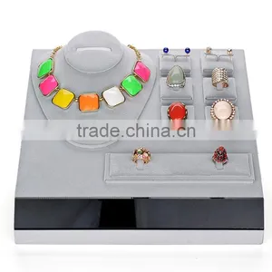 Velvet Cover MDF Necklace Ring Display Tray for Jewelry thumbnail-4
