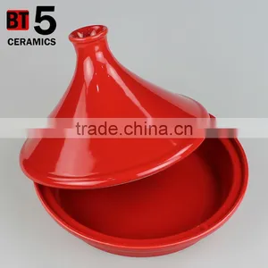10"red Color Ceramic Cooker Stoneware Tagine Set thumbnail-2