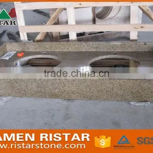 Wholesales G682 Yellow Prefab Granite Bathroom Vanity Top With Double Sinks thumbnail-1