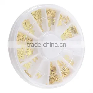 Beautiful Tiny Mixed Design Nail Art Decoration Acrylic Nail Tips Metal Slice Sticker thumbnail-1