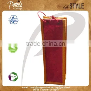 Single Bottle Jute Wine Bag With Cotton Cord Handle thumbnail-1