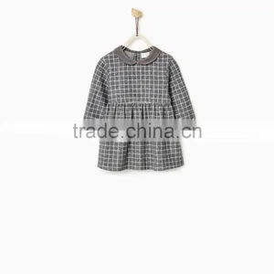 Latest Children Winter Plush Check Dress With Peter Pan Collar Design Children Girls Kids Clothes Garment 2016 HSD5797 thumbnail-2