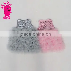 2015 Wholesale Chiffon Flower Girl Princess Dress Pretty Girl Party Baby Girls Clothes Sleeveless Summer Dresses thumbnail-2