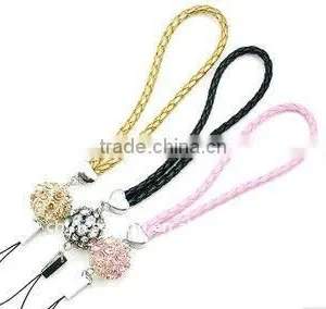 Fashion Crystal Ball Charm Accessories, Fashion Leather Rope for Mobile Phone, Cell Phone thumbnail-1