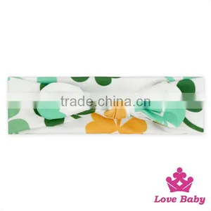 Wholesale Fashion Floral Clover Pattern Kids Cotton Knit Baby Bow Headband Accessories thumbnail-1