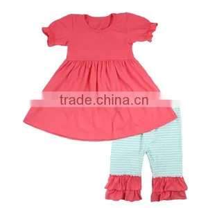 Wholesale Ruffle Stripe Boutique Cotton Fashion Outfit Girls Boutique Outfits thumbnail-1