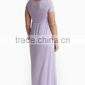 Wholesale Solid Color Short Sleeves Maternity Maxi Dress Long Dress 2016 thumbnail-5