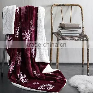 100% Polyester Bed Sheet Set Comfy Crochet Knit Christmas Print Throw Plush Fleece Blanket Korean Blanket for Home Textile thumbnail-6