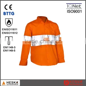 Mens FR Safety Fire Resistant Shirt With Reflective Tape thumbnail-1