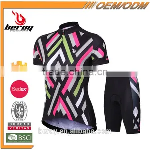 BEROY Geometrical Short Sleeve Garment Cycling Sets for Ladies,specialized Indoor Cycling Bike Clothes thumbnail-1