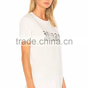 Guangzhou Best-Selling New Design Summer Casual 160g 100% Cotton Short Sleeve O-Neck Women's Custom T Shirt Printing thumbnail-3