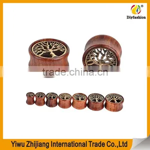 Oasis Plus Tree Of Life Oranic Wood Tunnels Double Flared Ear Stretcher Saddle Plugs Gauge thumbnail-6
