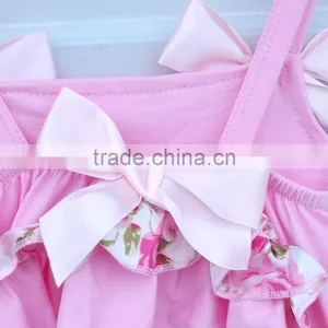2016 Wholesale Girls Clothes Sleeveless Bow Romper Baby Girls Red Cotton Outfits thumbnail-6