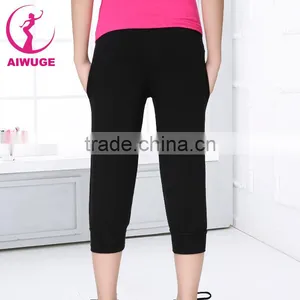 Gymnastics Casual Ballet Pants Black Cotton Girls Kids Capri Pants thumbnail-3