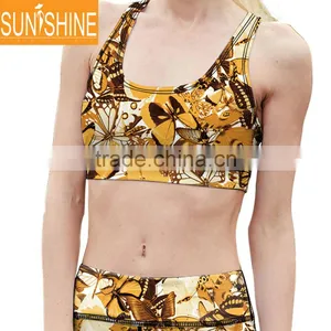 OEM Design And Brand Fitness Wear Butterfly Polyester Women Yoga Clothes Sets thumbnail-4