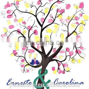 Our Love Tree Fingerprint Canvas Painting Wedding Guest Book thumbnail-1
