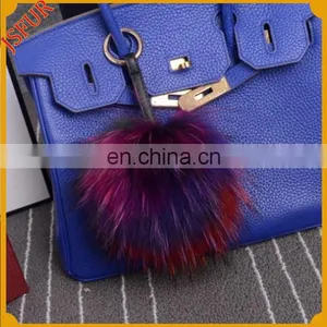 Fur Ball Bag Charm Keychain Accessory' Raccoon Fur Pom Poms thumbnail-1