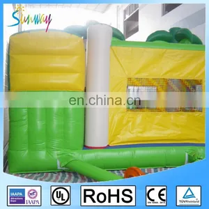 5MX4.5MX4M Green Inflatable Palm Tree Bouncer Moonwalk With Water Slide thumbnail-3