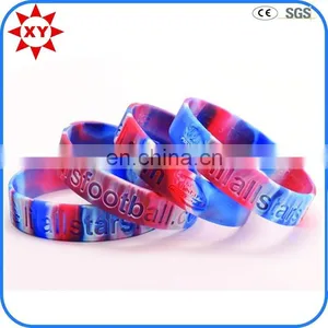 High Quality 220mm Embossed Blue Promotional Wristbands thumbnail-2