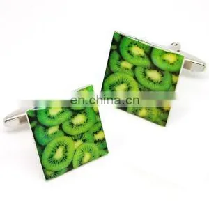 2017 Novelty Cufflinks Kiwi Fruit Cufflinks, Brass Stampe Logo Printing Kiwifruit Cufflink for Men thumbnail-1