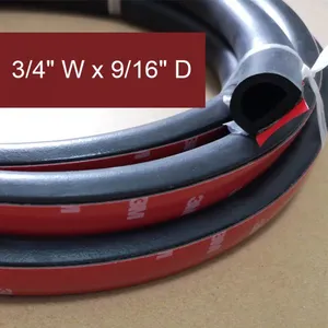 D-shaped EPDM Sponge Rubber Seal, 3M Adhesive Back, With a Height of .562