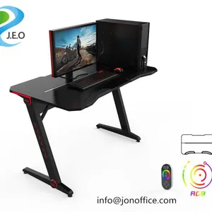 2020 Office Furniture Best Computer Gaming Desk With LED Lights thumbnail-2