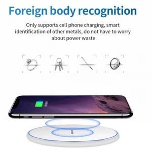 Mirror 10W Smart QI Wireless Charger Metal Simple Round Desktop Phone Fast Charge Wireless Charger thumbnail-1