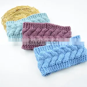 China Supplier Fashion Different Style Blue Purple Flexible Knitted Winter Hair Wool Band Band thumbnail-1