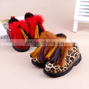 C70011A Hot Sale Good Quality Leopard Print Warm Boots Fashion Tassel Kids Boots thumbnail-1