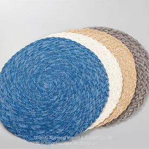 Hot Sale Eco-friendly Stocked Round Fabric PP Woven Placemat For Dinning Table Decoration thumbnail-1