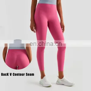 Custom Beautiful V Contour Seam Yoga Leggings Pants Women Sexy Tik Tok High Waist Fitness Gym Tights Outdoor Sportswear Clothes thumbnail-1