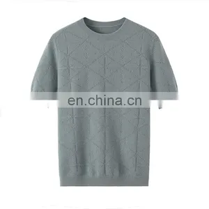 Solid Color Short Sleeve Women's Casual Knitted Cashmere Pullover Factory Customized Design Crew Neck for Spring Season thumbnail-4