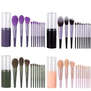 Cheap Travel 11pcs Makeup Brush Set Soft Fiber Hair Cosmetics Tools Custom Logo Long Tube Real Makeup Powder Blush Eye Brush Set thumbnail-2