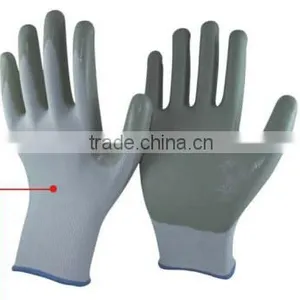 13/15 Gauge Knitted Nylon Liner Coated Nitrile Palm, Industrial Dark Green Nitrile Glove thumbnail-1