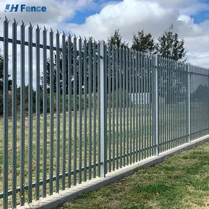 6ft Tall 8ft Wide Galvanized Flat Top Steel Fence Modern Spear Top Zinc Steel Metal Picket Fence thumbnail-1