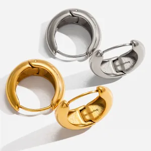 Colorful Enamel Heart-Shaped Hoop Earrings in Stainless Steel thumbnail-2