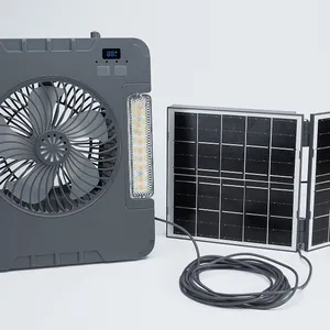 New Design Solar Flood Light Outdoor Camping Portable Lighting IP65 With Fan Rechargeable Garden Lights Outdoor thumbnail-1