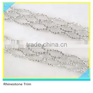 Pretty 888 Crystal Rhinestone Silver Metal Cup Chain Trim For Bridal thumbnail-4