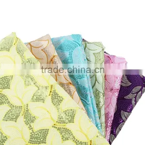 Mitaloo New Design Bridal Lace African Beaded Sequin Organza Lace Fabric MOG0174 thumbnail-6