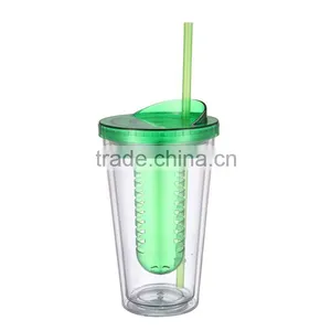 16oz Acrylic Double Wall Tumbler Cups With Straw and Diamond Inner Wall thumbnail-3