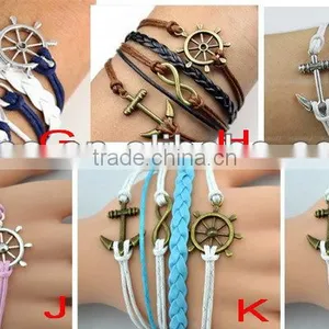 CB8176 China Manufacturer Anchor Braided Friendship Leather Bracelet Express Wholesale thumbnail-1