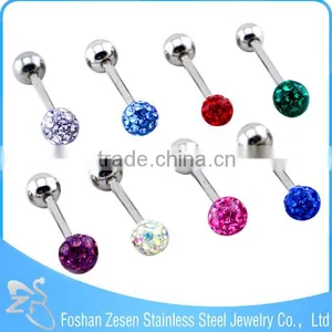 2016 Surgical Steel Crystal Ball Gauge Unique Tongue Ring thumbnail-3