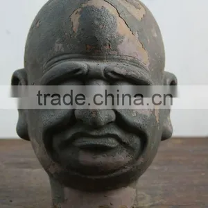 Antique Chinese Wooden Buddha Head Sculpture thumbnail-1