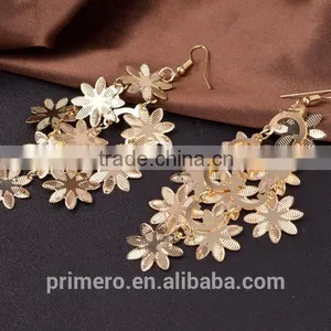 New Multilayer Snowflake Vintage Flower Earrings Dubai Gold Jewelry thumbnail-4