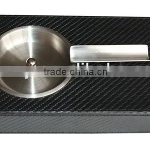 Men's Gift Pratical Black Leather Cigar Ashtrays With Drawer thumbnail-1