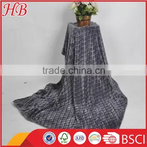 300gsm,gray Diamond Pattern Super Comfortable Flannel Fleece Blanket thumbnail-1
