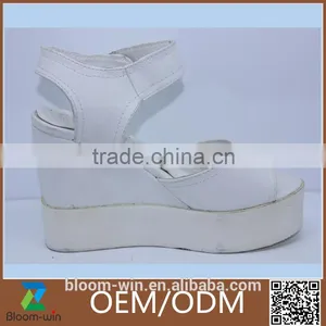 New Design Beautiful PU Leather Wedge Heel Sandals Shoes for Women thumbnail-1