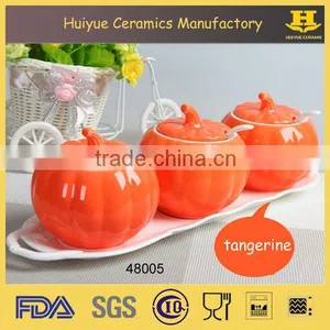 Pumpkin Design Ceramic Salt Sugar Coffee Jar, Ceramic Jar Set Quality Choice thumbnail-3