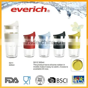 Easy To Carry Drinking Cap Glass Cup With Silicone Sleeve thumbnail-1